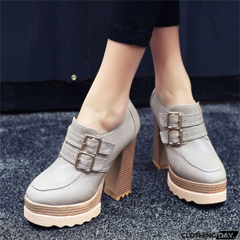 Microfiber High Heel Round Toe Leisure Shoes