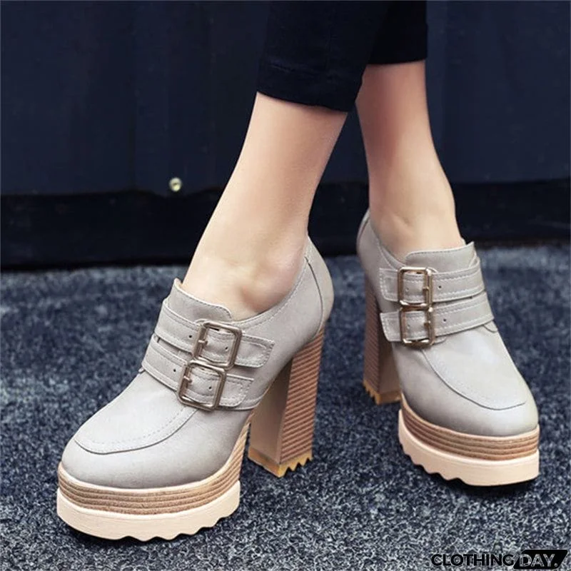 Microfiber High Heel Round Toe Leisure Shoes