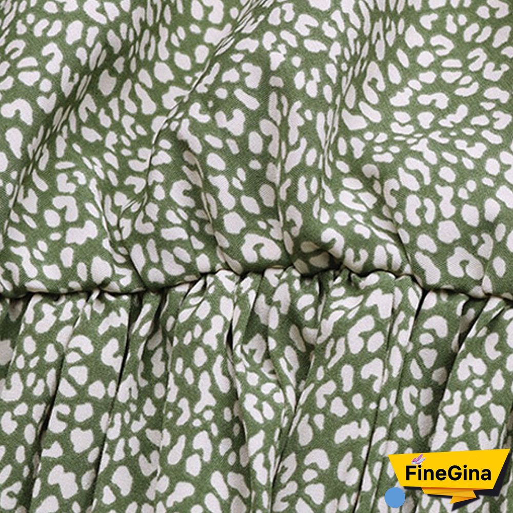 Chic Print Chiffon Pleated Dress For Women Summer V-neck High Waist Slim A-line Knee-lenghth Dress Female Casual Belt Dress New