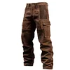 Brown Corduroy Cargo Trousers with Reinforced Patches by Inlyline