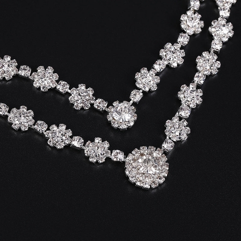 Copper IG Style Shiny Inlay Flower Rhinestones Jewelry Set