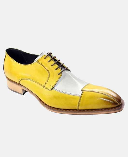 Business Colorblock Lace Up Square Head PU Leather Shoes