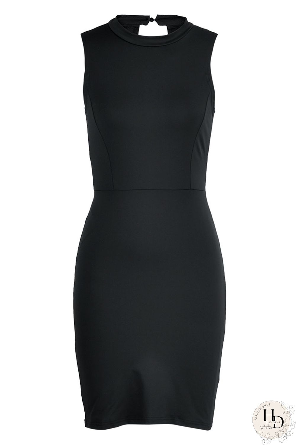 Black Fashion Casual Solid Hollowed Out Patchwork O Neck Sleeveless Dress