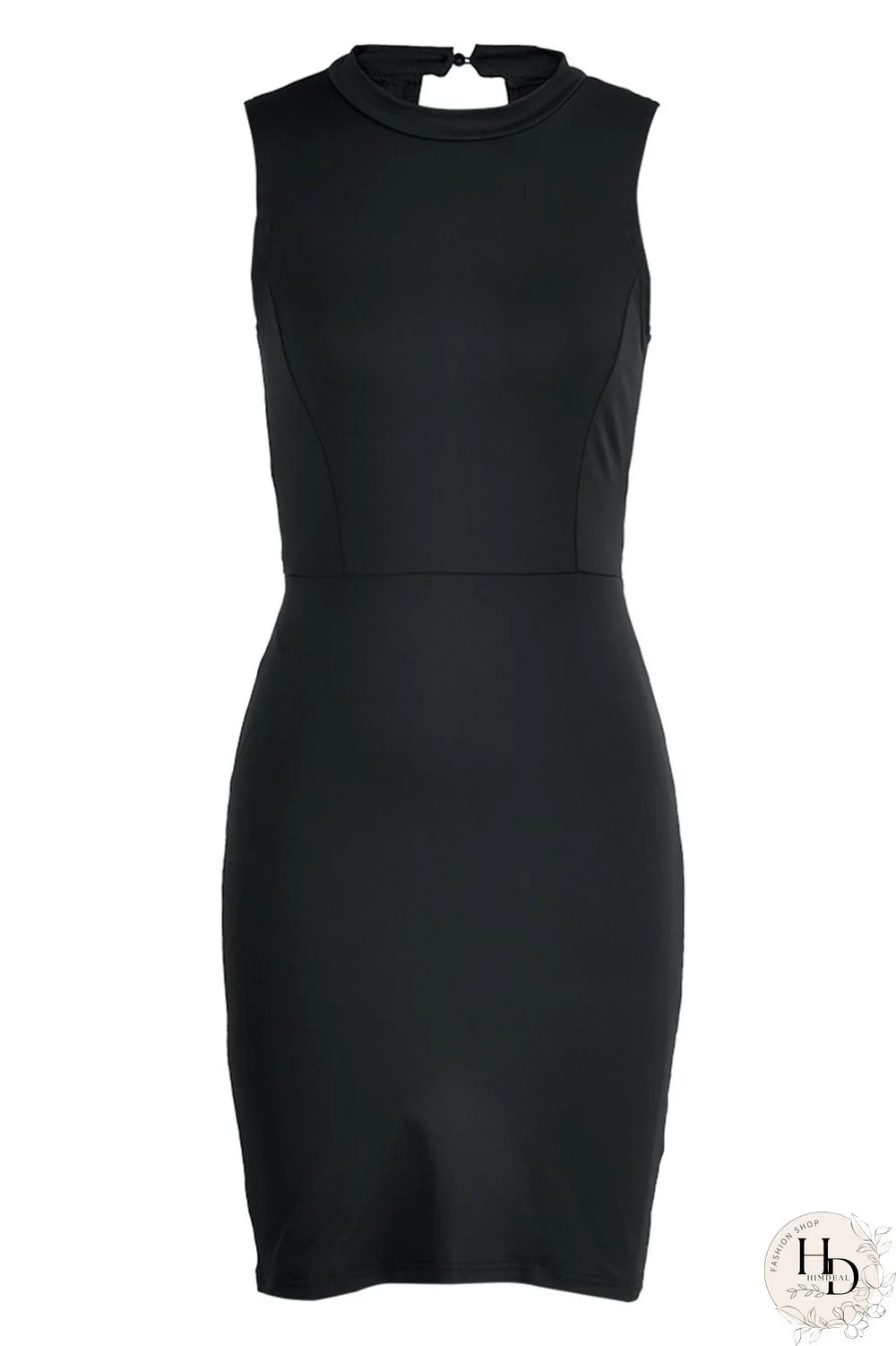 Black Fashion Casual Solid Hollowed Out Patchwork O Neck Sleeveless Dress