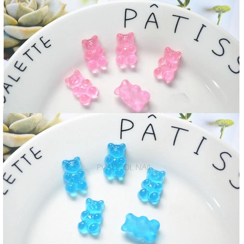 Jelly Gummy Bear Nails Luxury 3D Nail Rhinestones Decoration for Kawaii Press On Tips Manicure Accessories-Nail Inspo
