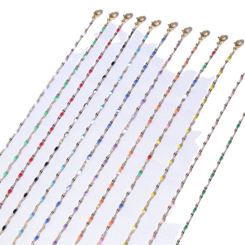 Sweet Color Block Titanium Steel Enamel Necklace