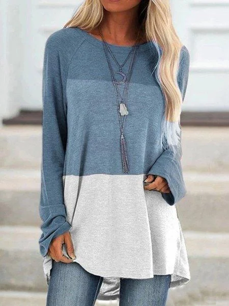 & Shirts Color-Block Casual Tops