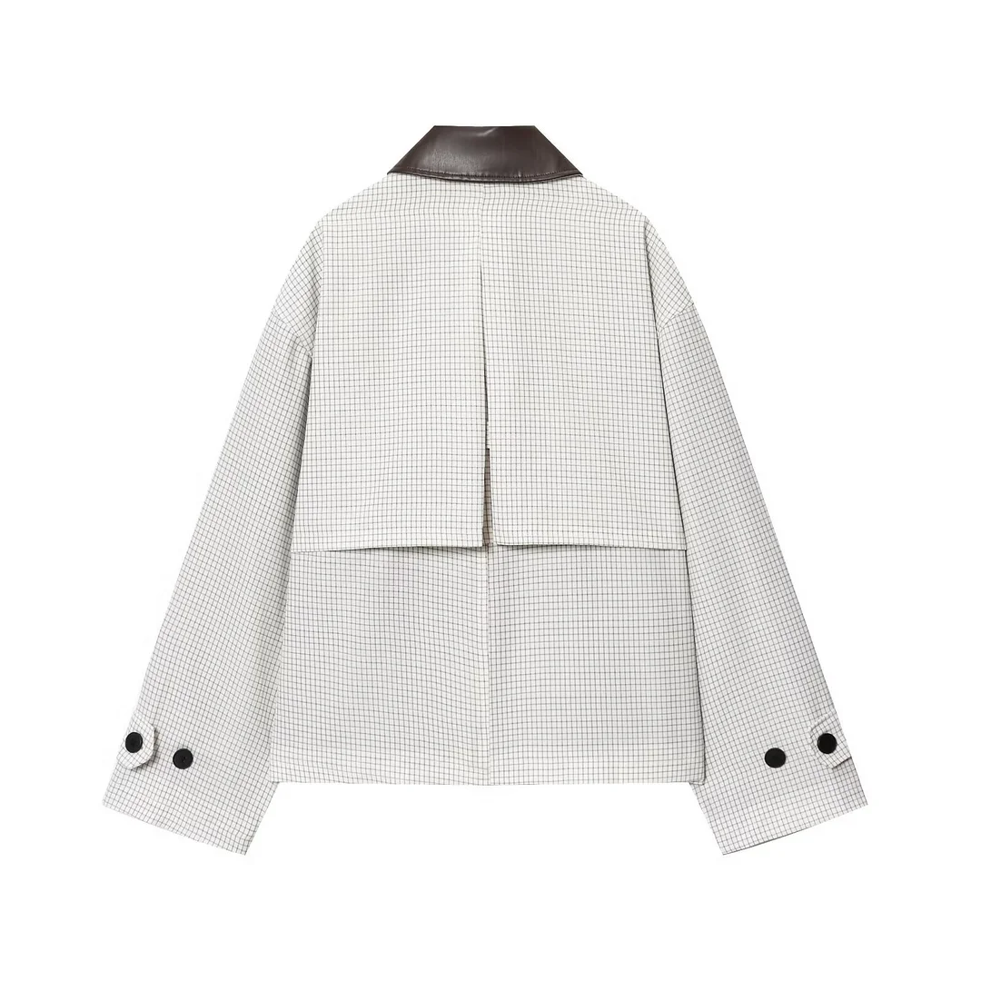 Nigikala Nigikala Women's Clothing Explosion Fashion Casual Leather Collar Short Wind Coat