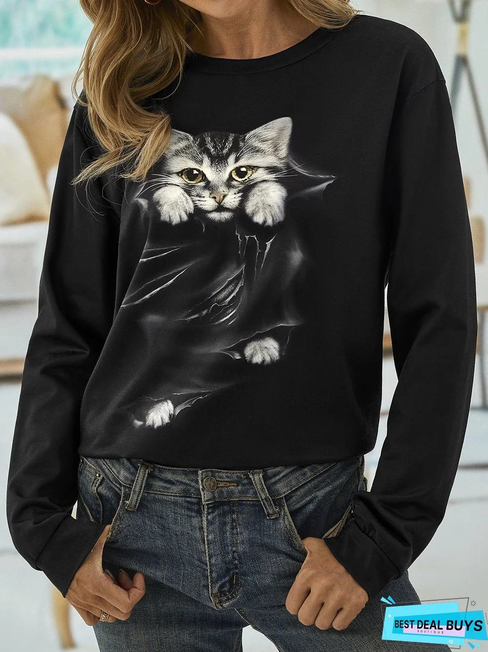 Casual Animal White Sweatshirt