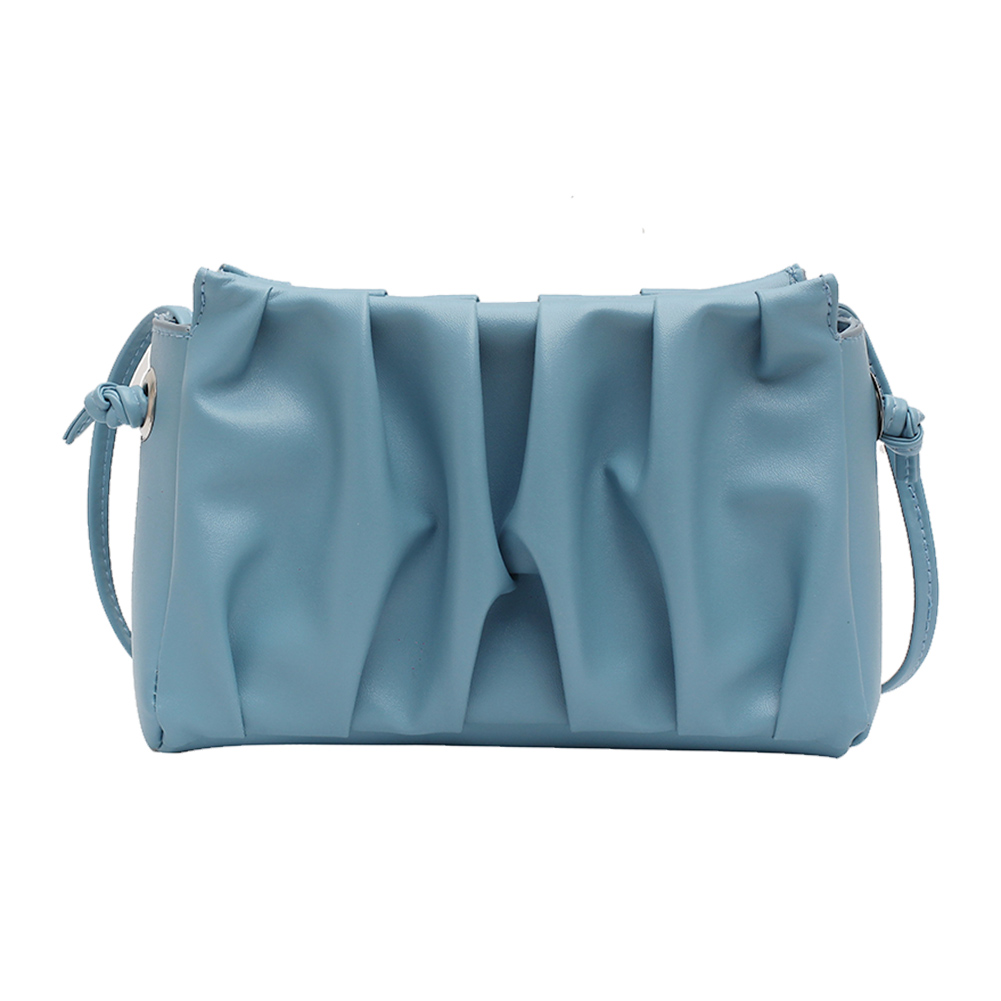 

Fashion Pleated Crossbody Bag Women PU Square Zip Shoulder Pouch -Blue, 501 Original