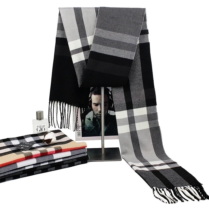 New Autumn And Winter Imitation Cashmere Student Men’s Business Casual Brushed Thick British Plaid Scarf Long Men’s Scarf