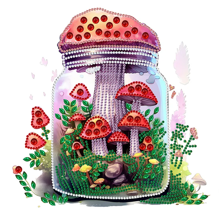 Glass Bottle Mushroom House 30*30CM (Canvas) Special Drill Diamond Painting gbfke