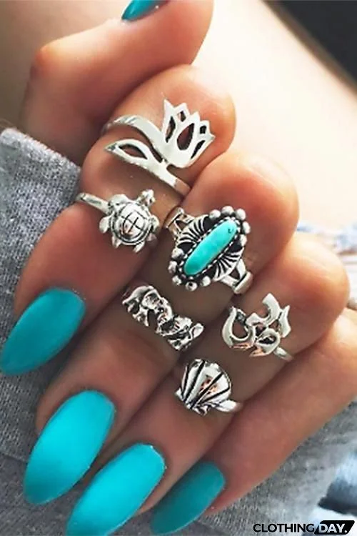 Tortoise Elephant Crown Ring Sets