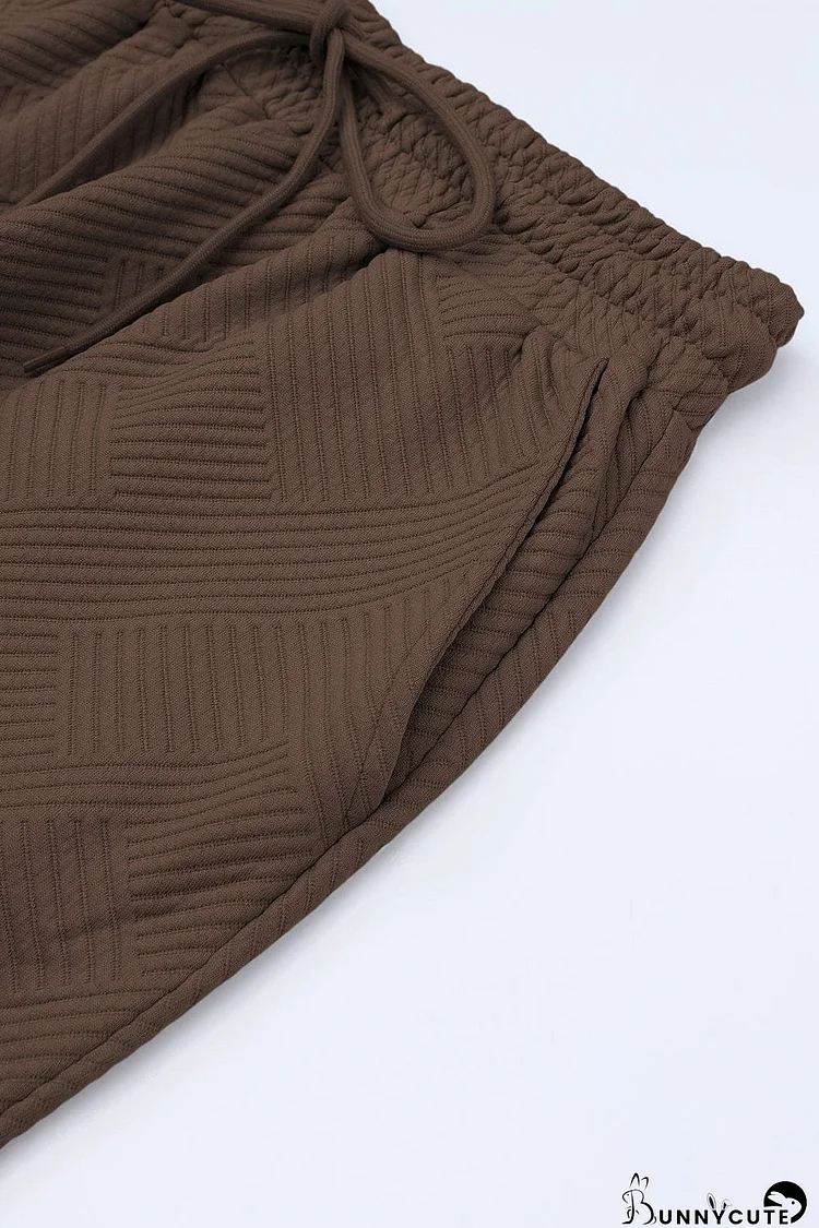 Textured Knit Short Sleeve Top and Wide Leg Pants