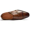 Men's Double Monk Shoes - Leather Sole