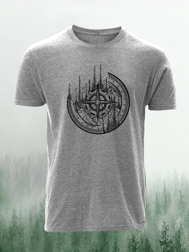 Men's Outdoor Compass Forest Style Quality Short-Sleeved Shirt