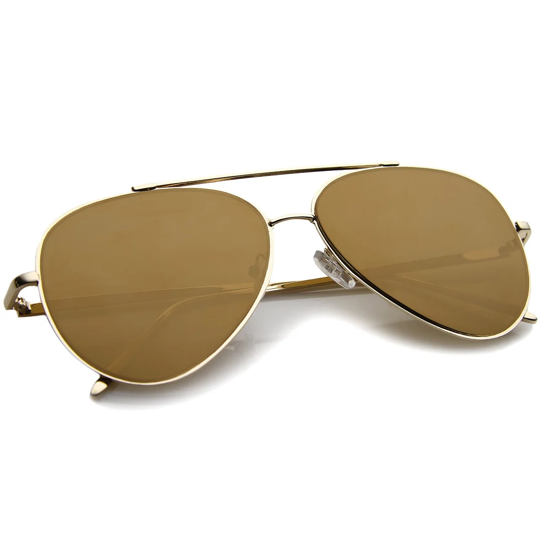 Fashion Teardrop Rimless Mirror Flat Lens Metal Frame Aviator glasses 58mm