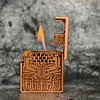 Purely handmade solid brass/copper square kerosene lighter with Taotie (mythical creature) pattern