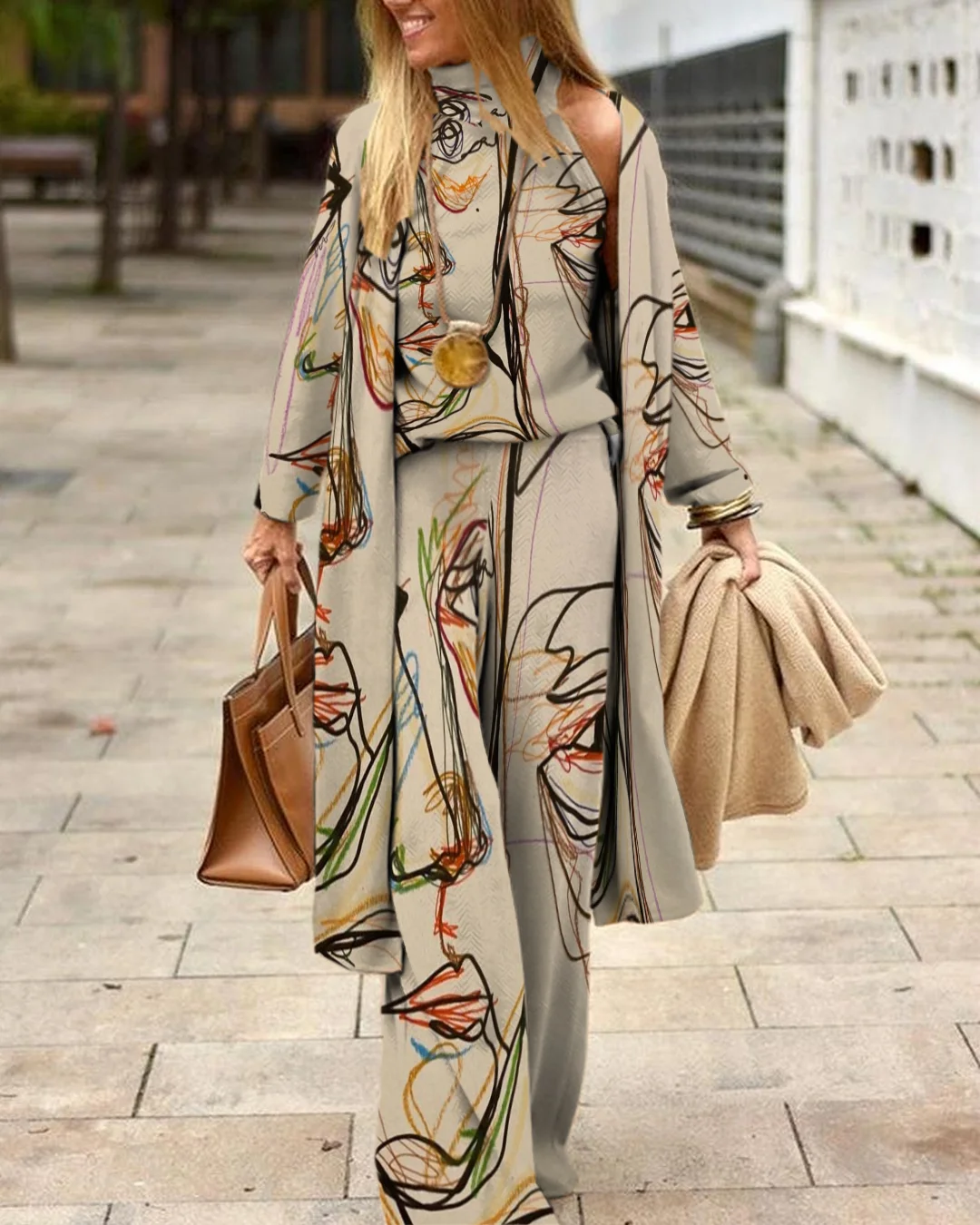 Herringbone Sweater Three-Piece Suit b517