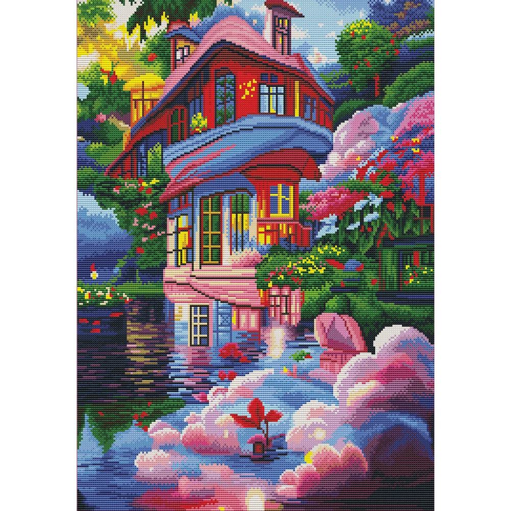 House - 11CT Stamped Cross Stitch(53*70cm)