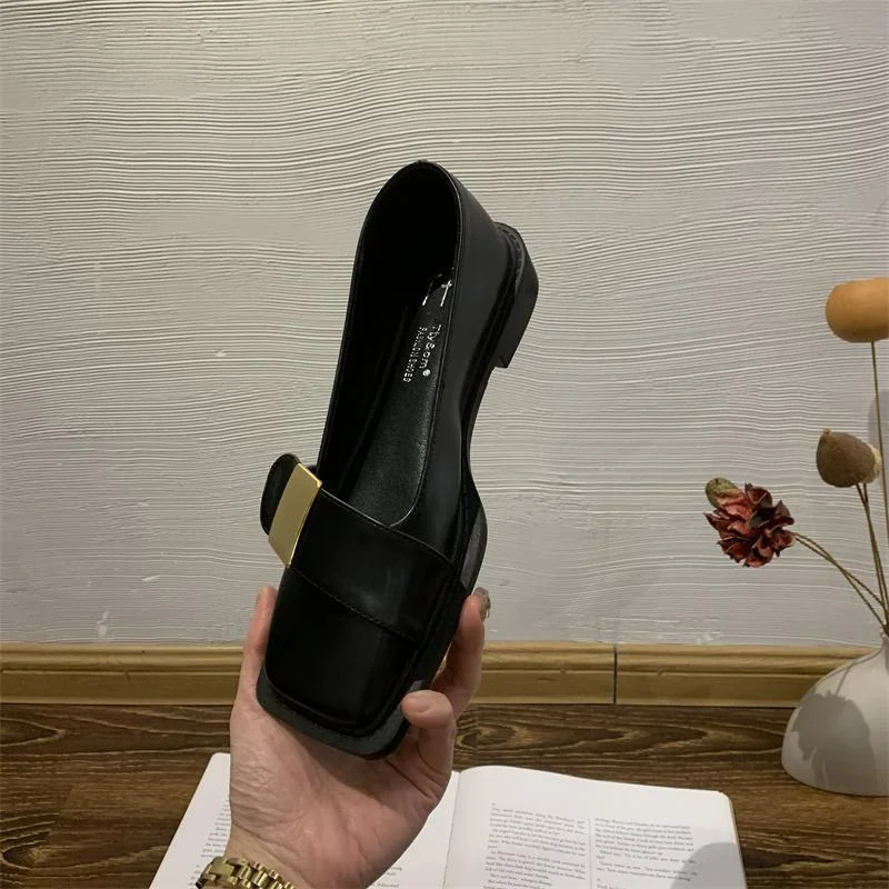 Colourp Colourp Spring 2024 British Vintage Square-Headed Soft Sole Comfortable Loafers Women's Color Versatile Pedal Single Shoes