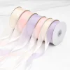 Soft Purple Pink Beige Gauze 2.5cm x 9m Bouquet Gift Wrapping Ribbon