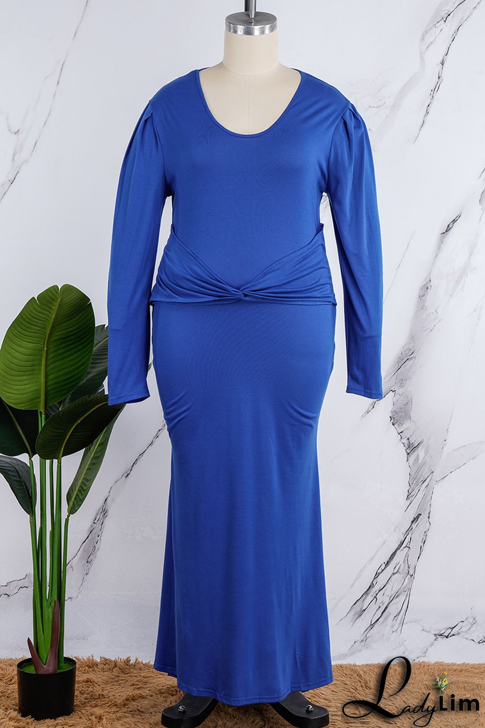 Orange Casual Solid Patchwork V Neck Long Sleeve Plus Size Dresses