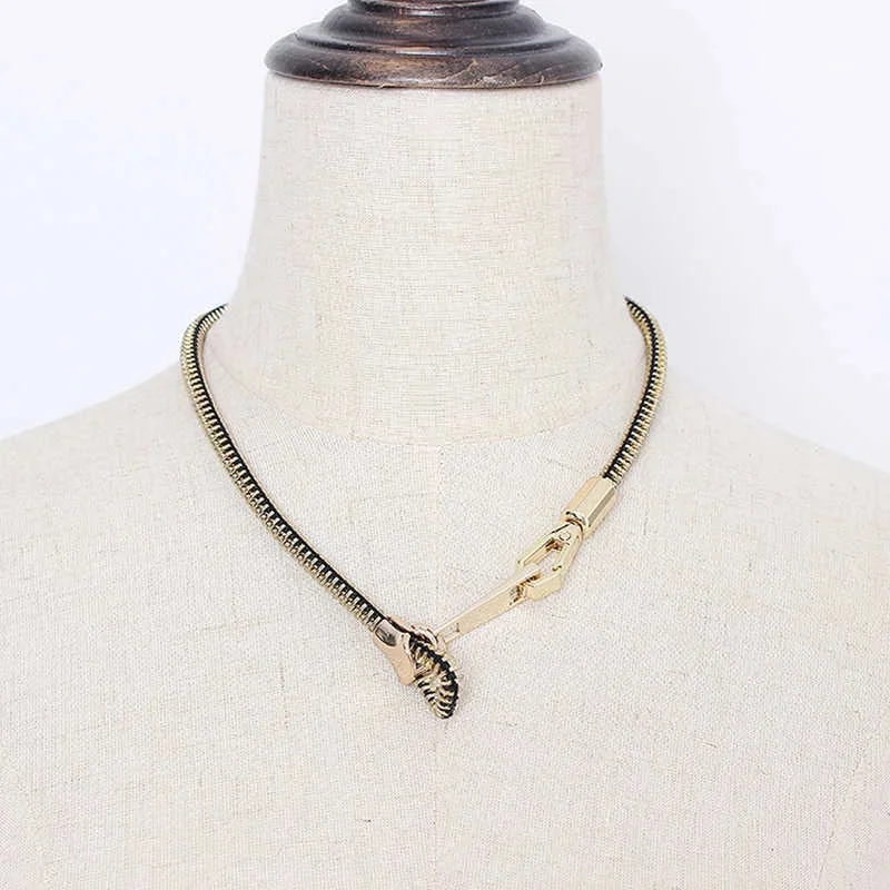 Brownm Adjustable Zipper Necklace