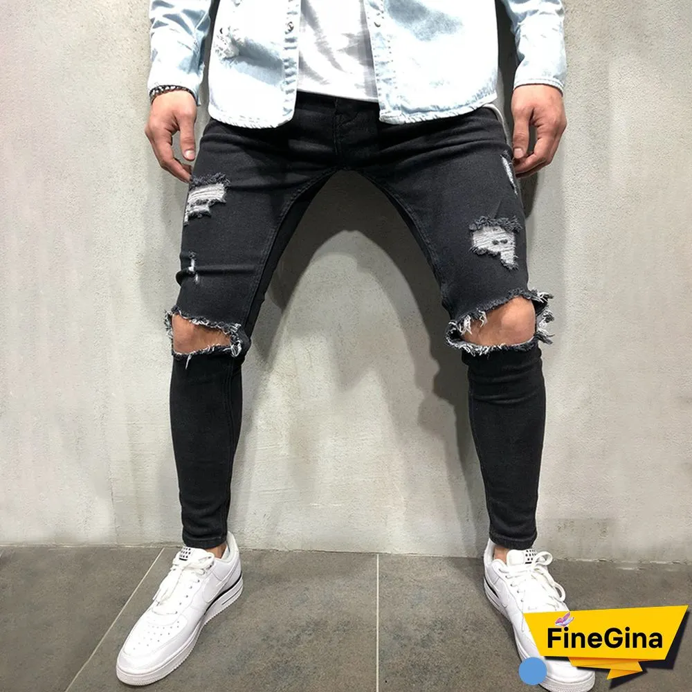 Men's Casual Fashion Ripped Slim Fit Jeans