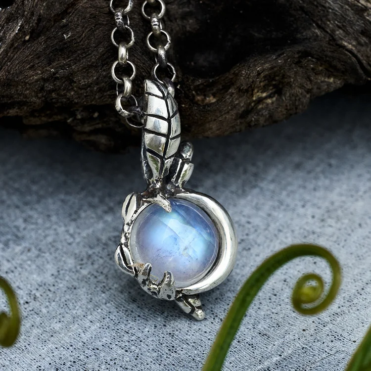 Rainbow Moonstone Sterling Silver Necklace "Luna"