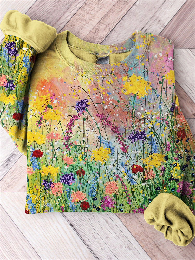 Flowers Oil Painting Art Cozy Sweatshirt  artssus