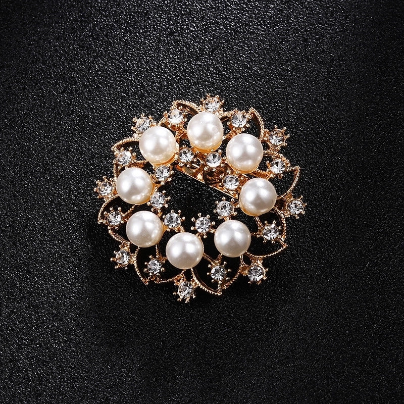 Glam Pin Geometric Alloy Inlay Artificial Pearls Rhinestones Women’S Brooches
