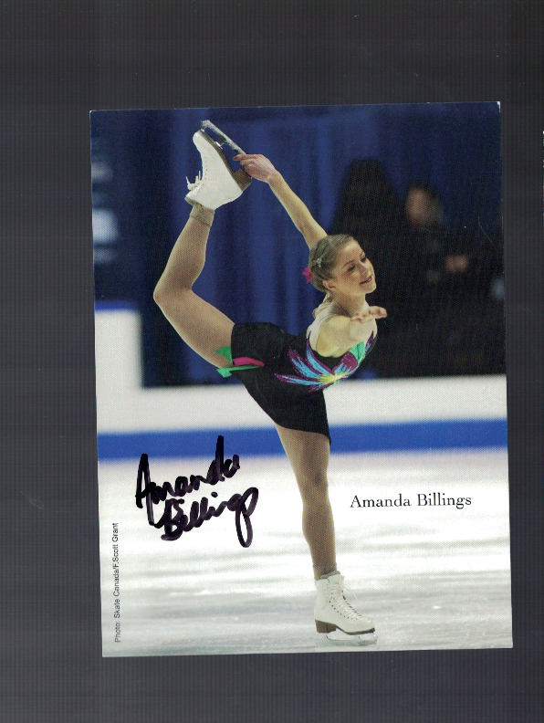 Amanda Billings Canada Figure Skating Signed 4 1/2 x 6 Photo Poster painting Card Our COA A