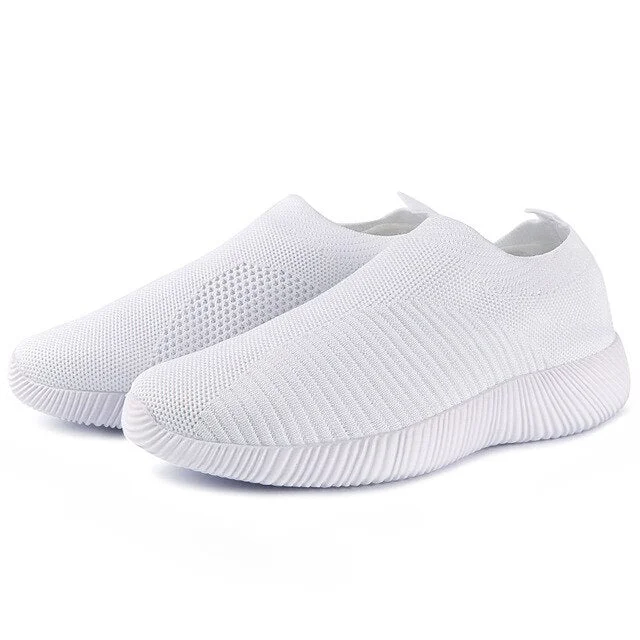 Summer Sneakers Women Sock Shoes Crystal White Sneakers Casual Slip On Flats Ladies Trainers Walking Shoes Basket Femme 2021