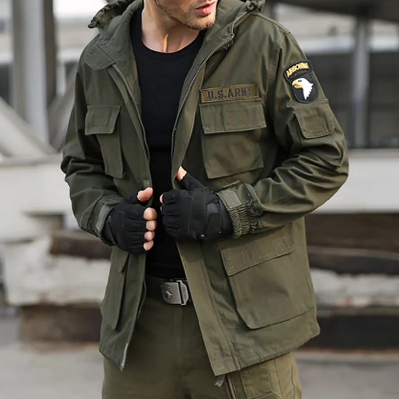 American Military Multi-pocket Hooded Jacket