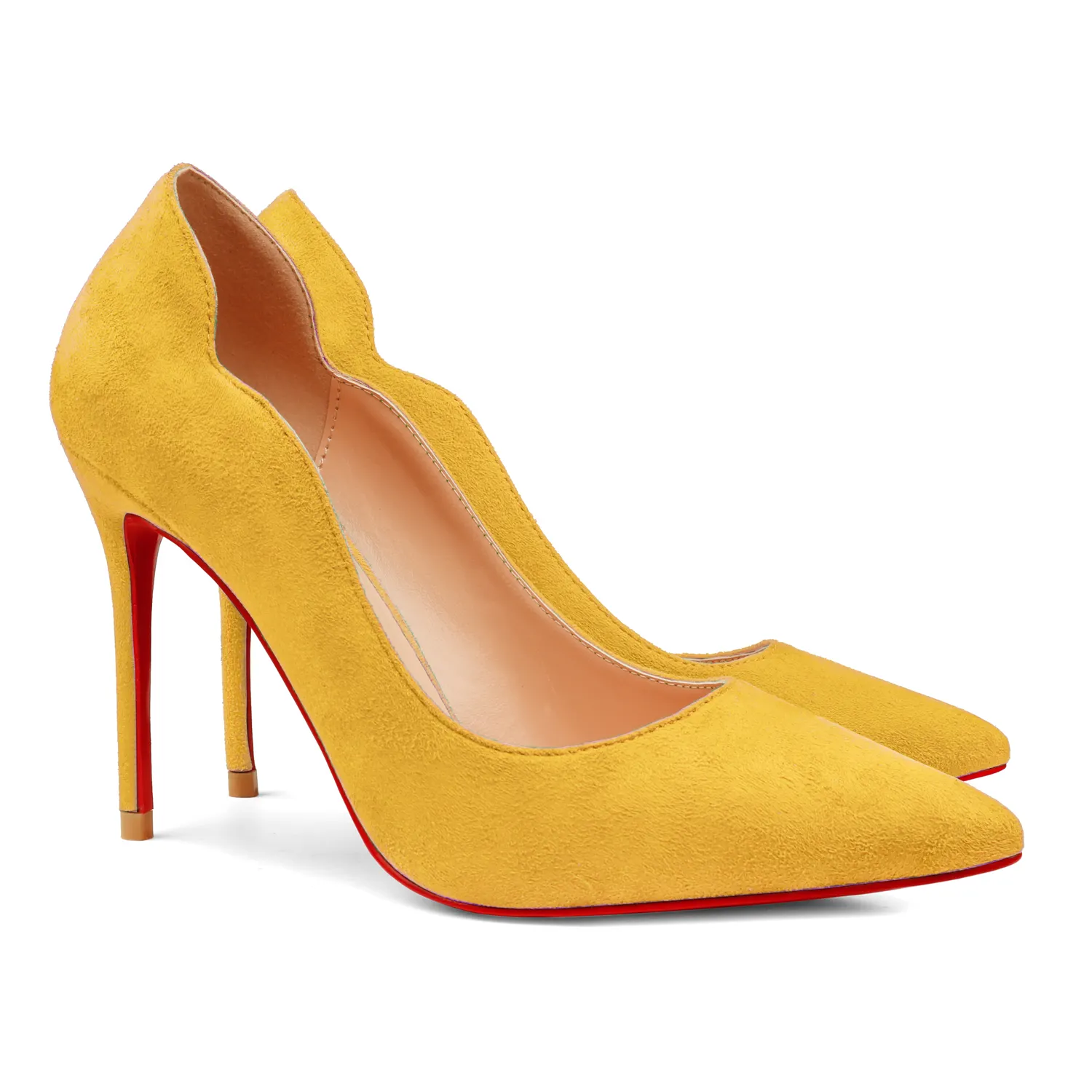 100mm Women's High Heels for Party Wedding Red Bottom Suede Pumps-vocosishoes