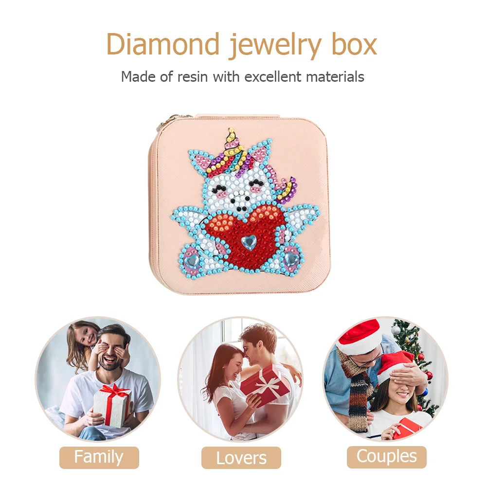 DIY 5D Rhinestone Jewelry Storage Box Special Shape Diamond Case (Unicorn)