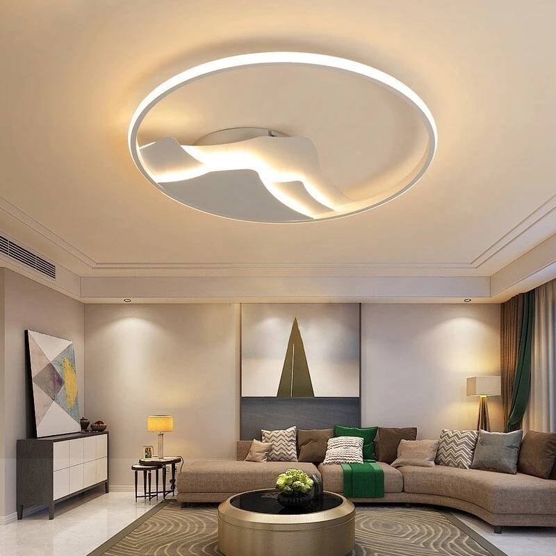 White Modern Hill Shape Ceiling Lights For Living Room Bedroom Dimmable Remote Control Lamps  Surface Mounted Lighting