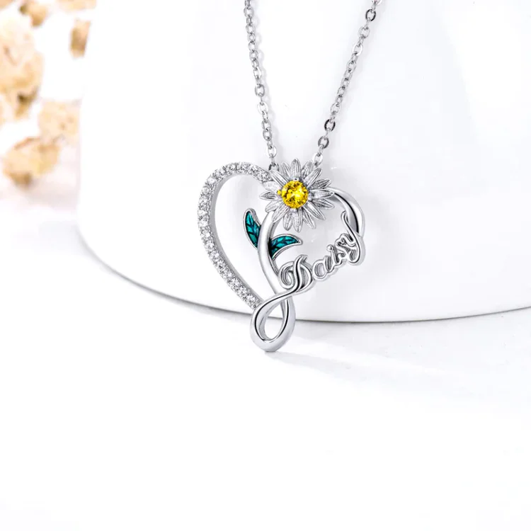 S925 I Think about You every Day Love Daisy Necklace