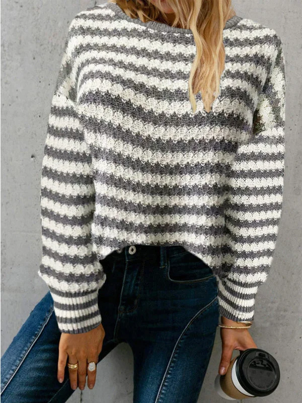 Women's Scoop Neck Long Sleeve Graphic Top Knit Sweater