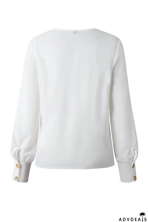 Button Puff Sleeve Shirt