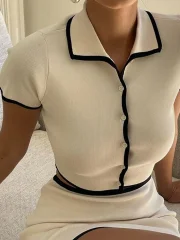 Xinyulin fairy dress short Knit Crop Top Skirts Sets Women Fashion Single Breasted Tops Mini Skirt Female Suit 2024 Summer Beach Lady Apricot Suits