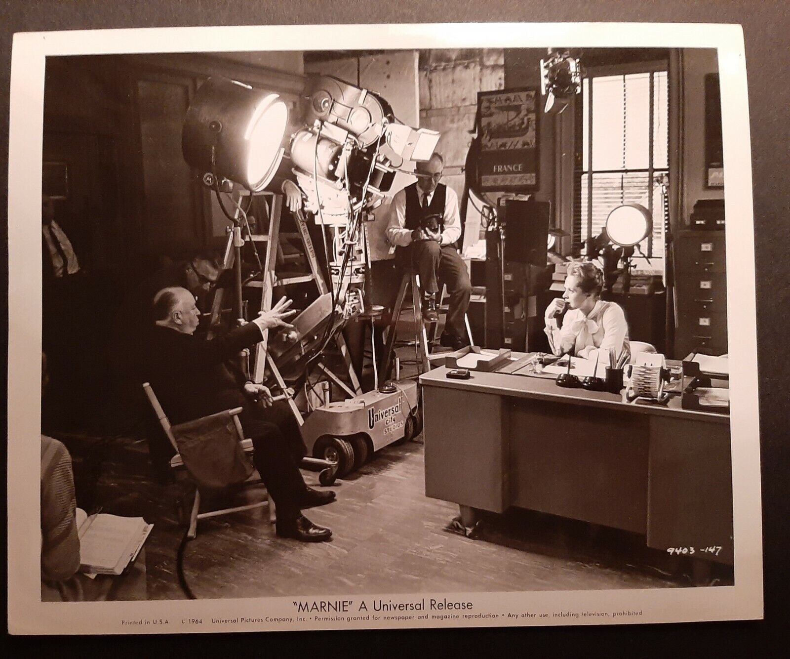 Alfred Hitchcock:Dir: (Marnie) Original on the set vintage Photo Poster painting (Classic)