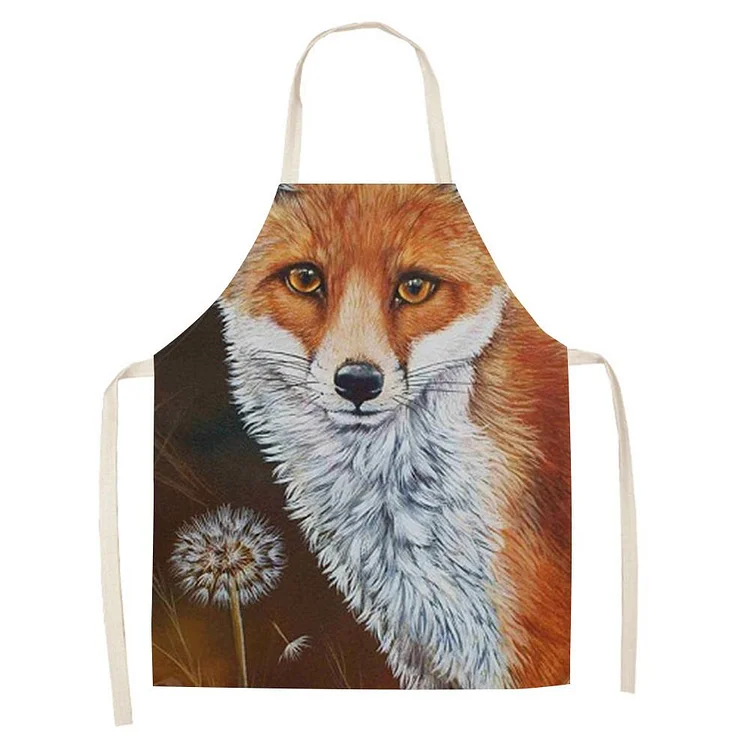 Waterproof Linen Kitchen Apron -fox