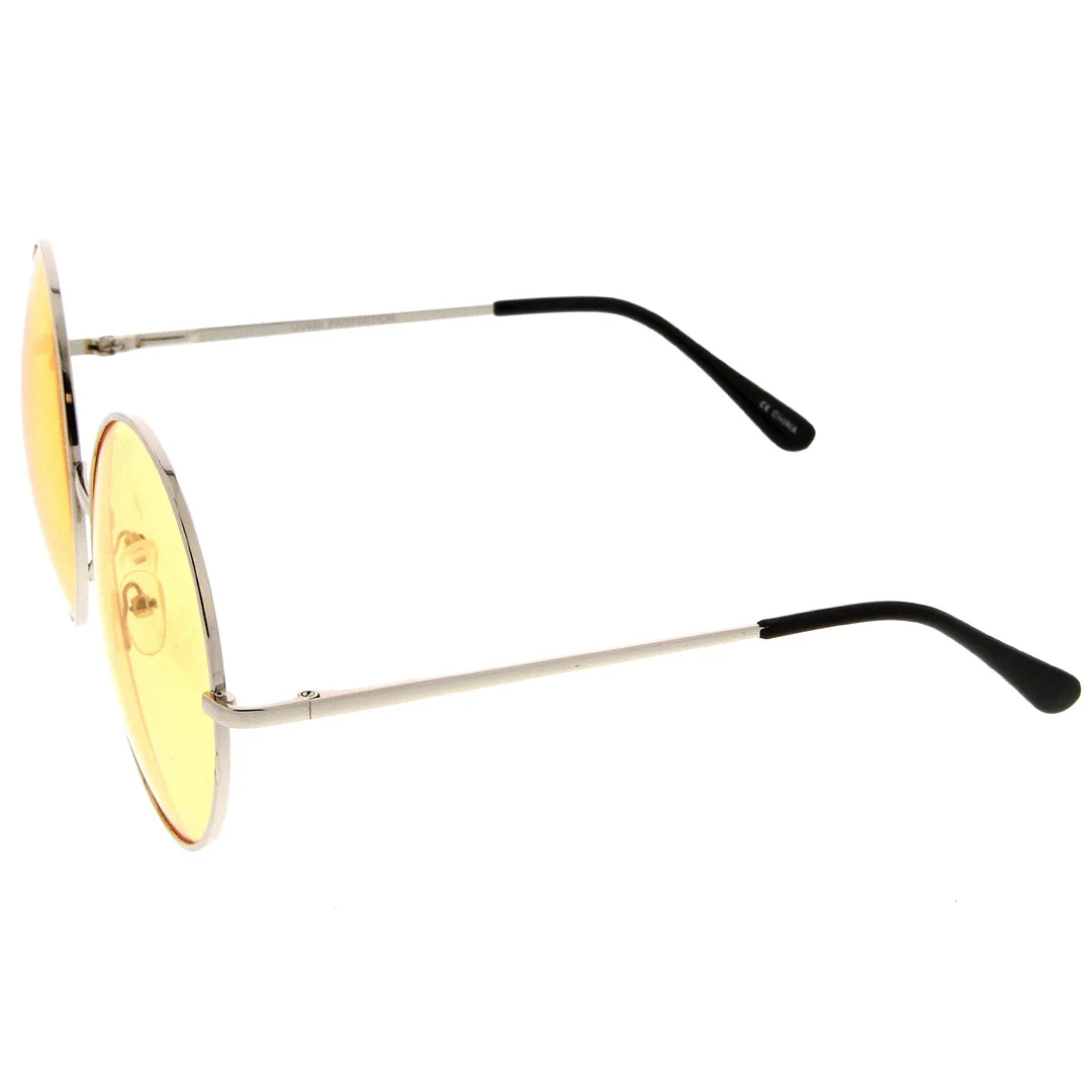 Super Oversize Slim Temple Colorful Lens Round glasses 61mm