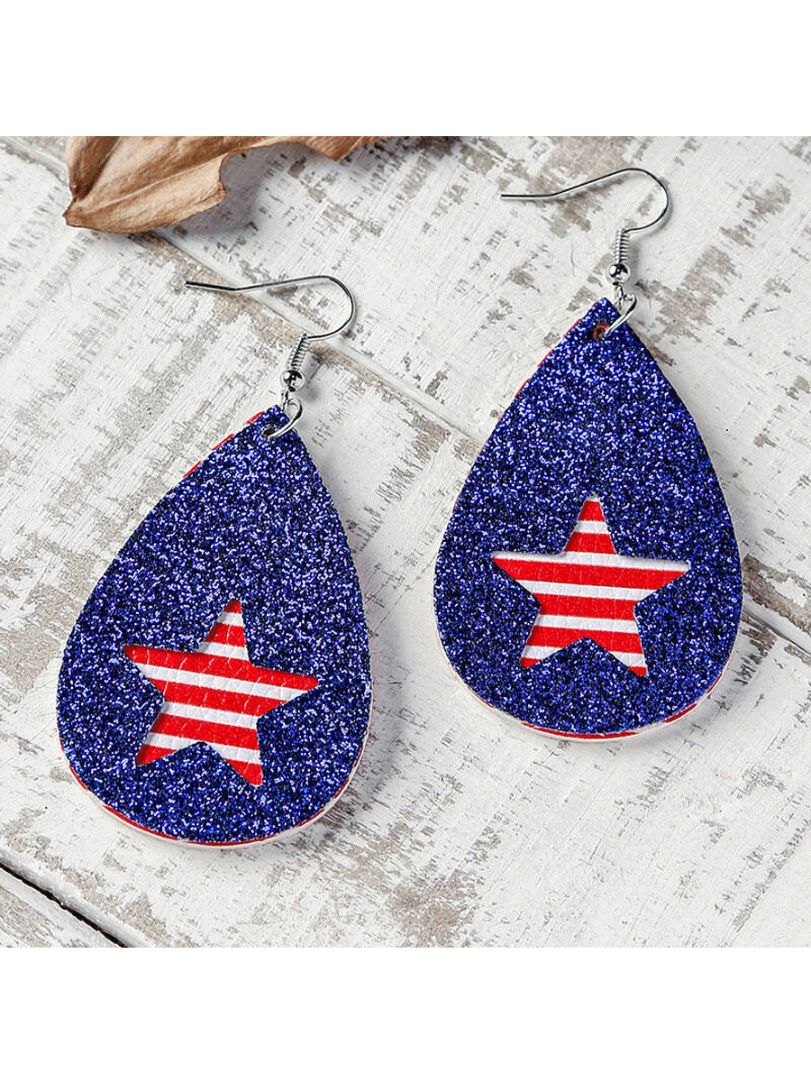 American Flag Sequined Three-Layered Earrings