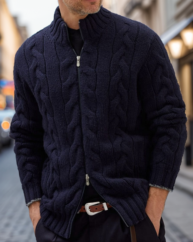 Men's Zippered Knitted Jacket Sweater