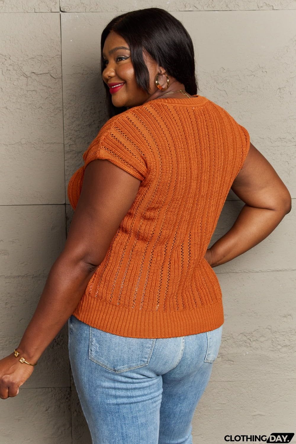 Sew In Love Full Size Preppy Casual Knit Sweater Vest