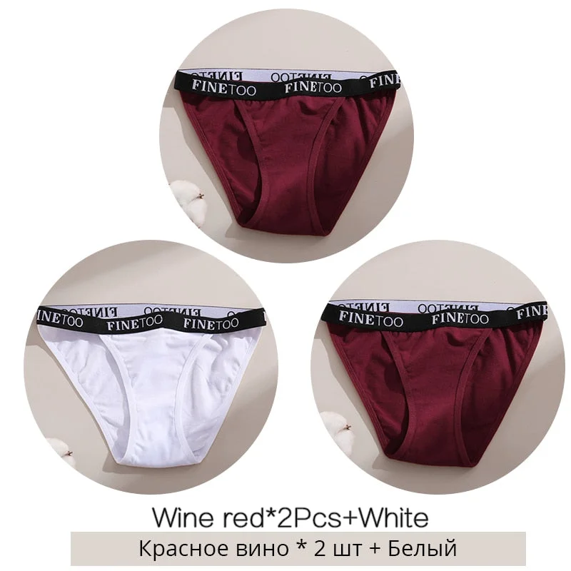 FINETOO 3Pcs/set Cotton Briefs Women Low-rise Panties M-XL Ladies Underwear Sexy Letter Belt Underpants Comfortable Lingerie New