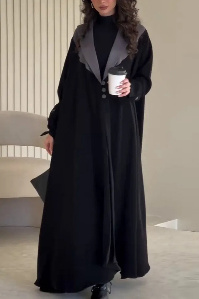 Long Contrast Color Trench Style Overcoat